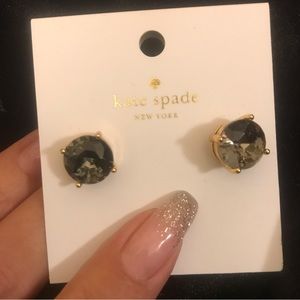 Kate Spade earrings Smokey crystal stud brand new, gold-tone setting with bag